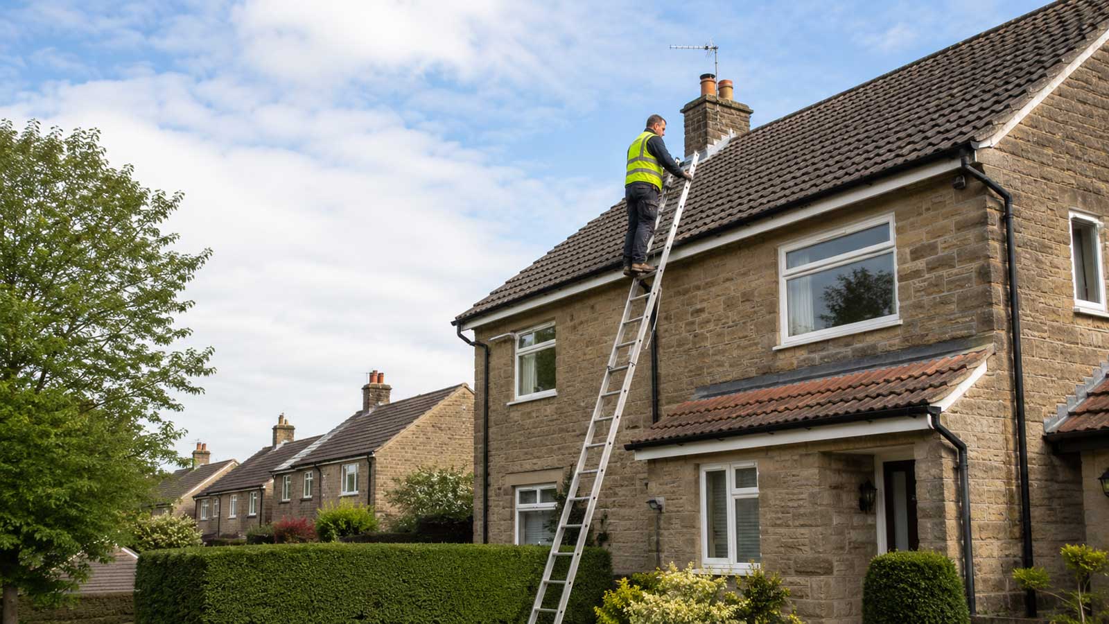 Illustrated Blackburn rooflines with slate roofs and chimneys